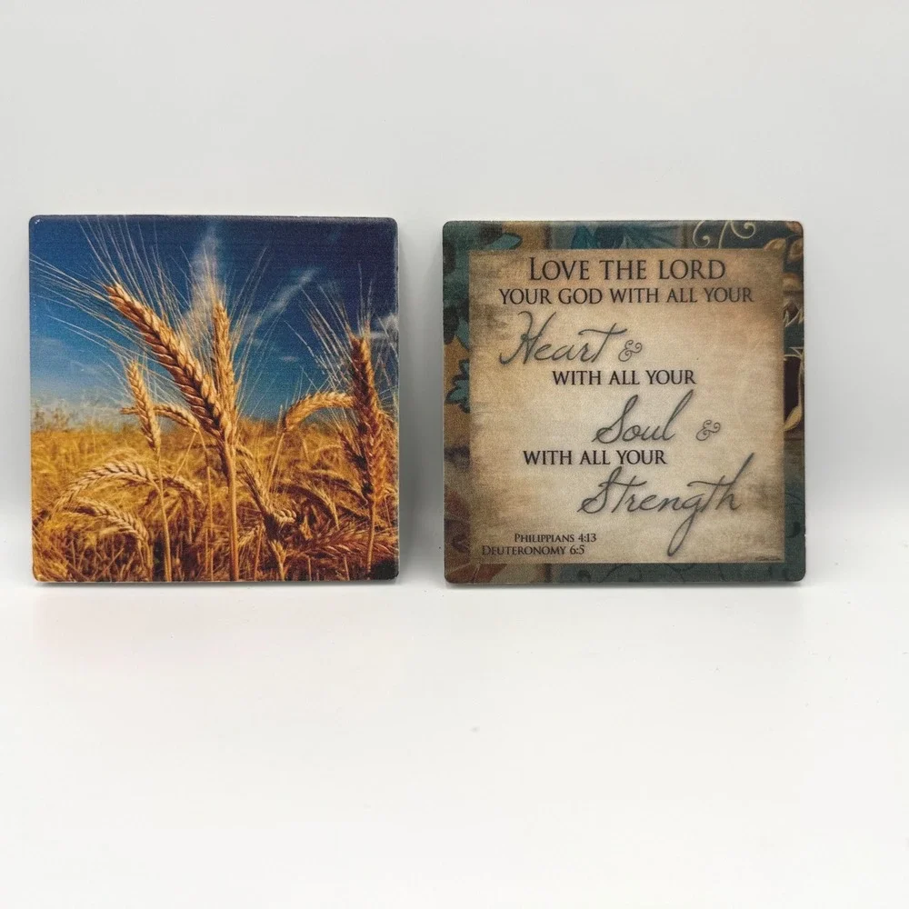 Thirstystone Religious Wheat Field‎ Scripture Stone Coaster Set of 2